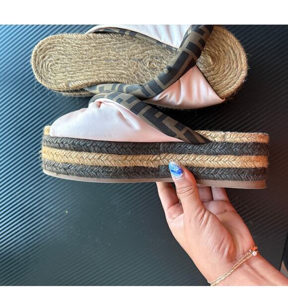 Fendi Zucca FF LOgo Satin Espadrilles - Picture 4 of 5